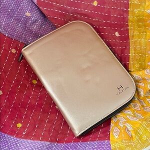 Halston Gold Zip-Around Travel Jewelry Case